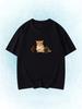 Funny Orange Cat Weightlifting Meme T-Shirt Gym Humor Graphic Tee Summer Short Sleeve Humorous Pet Lover Gift Streetwear Tops
