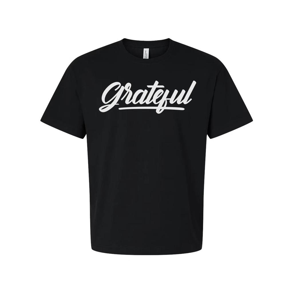 Grateful Script Typography Unisex Short Sleeve Graphic Tee For Christians Everyd