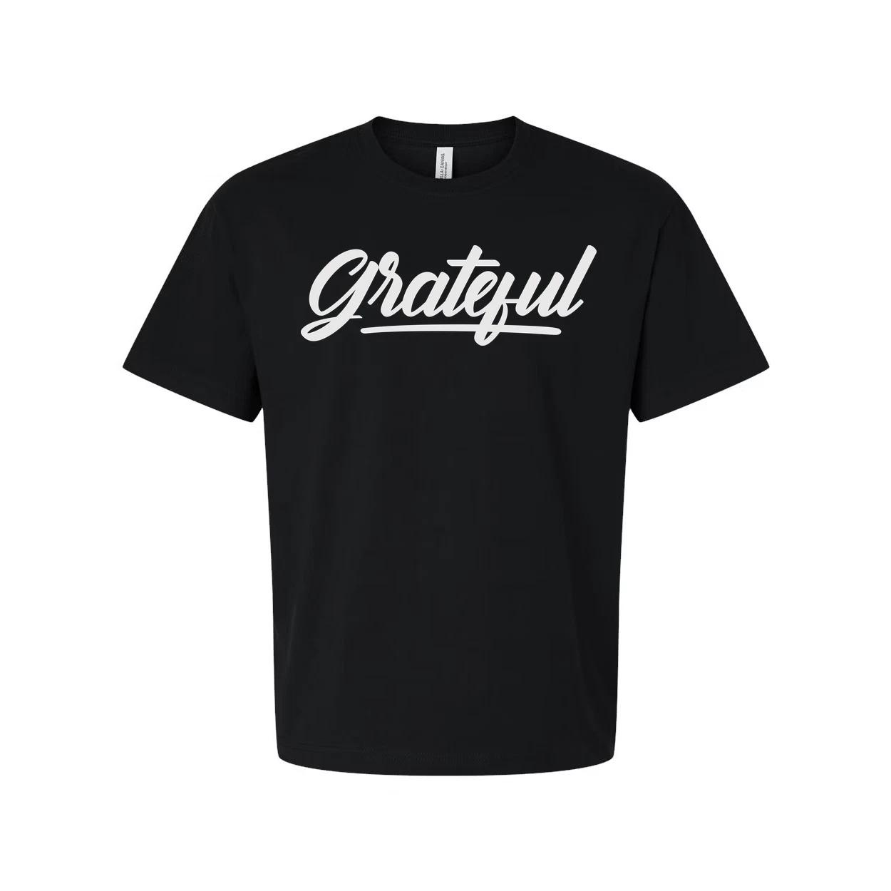 Grateful Script Typography Unisex Short Sleeve Graphic Tee For Christians Everyd S