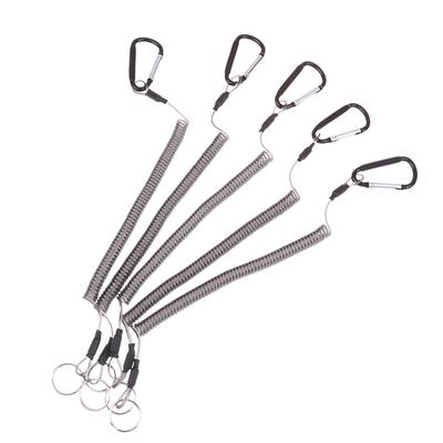 5Pcs Fishing Lanyards Fishing Tool/Pole Safety Coil Lanyard Retractable Wire Rope Buckle Fishing Anti-Lost Lanyard Rowing Rope