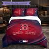 Boston Red Sox Patroon Microvezel 3-delige Beddengoedset Decoratieve Dekbedovertrekset Voor Slaapkamer Thuisgebruik
