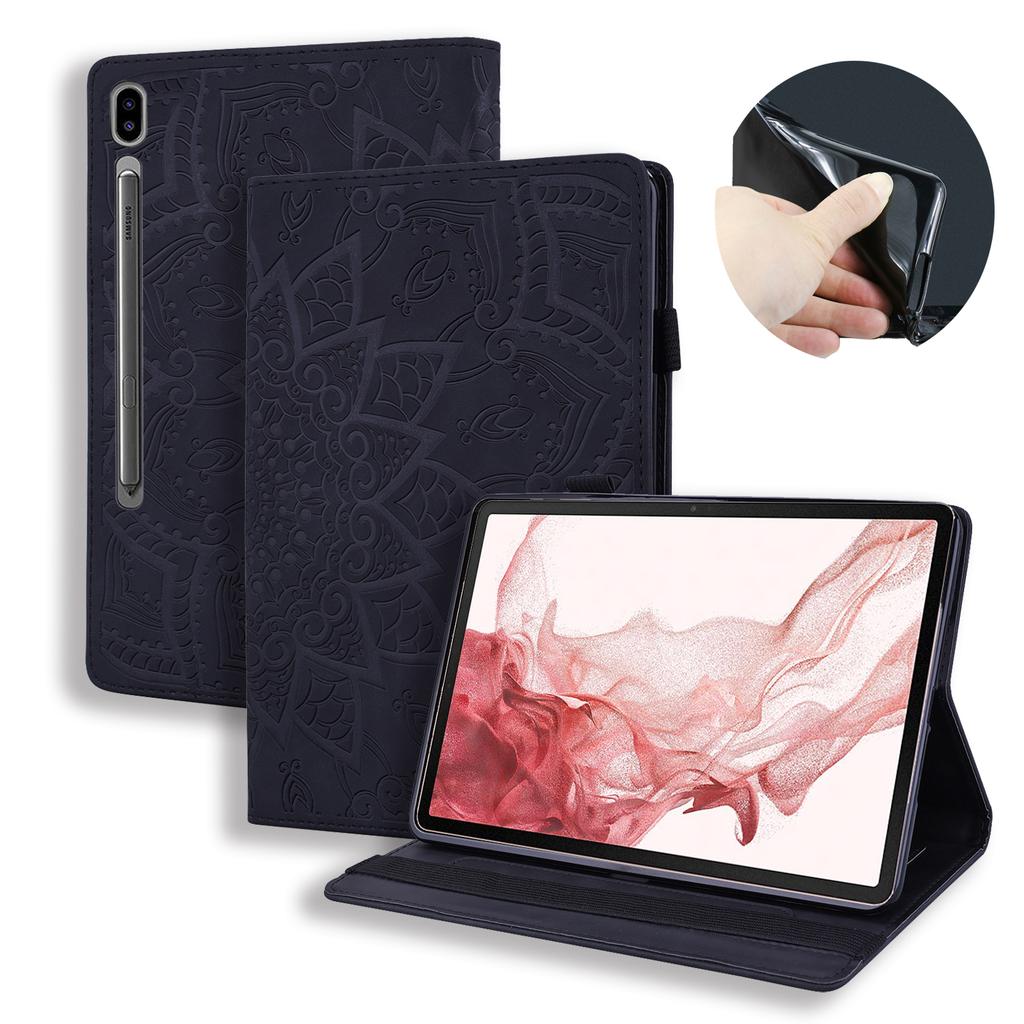 For Samsung Galaxy Tab S10 Ultra/S9 Ultra/S8 Ultra Tablet Case Card Slots Leather Cover Flower Pattern