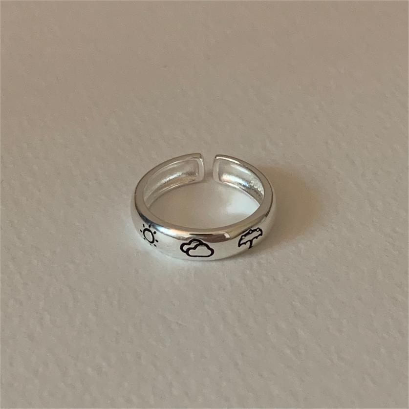 New Fashion Cartoon Weather 925 Sterling Silver Personality Sun Cloud Umbrella Personality Exquisite Opening Rings  TYB346