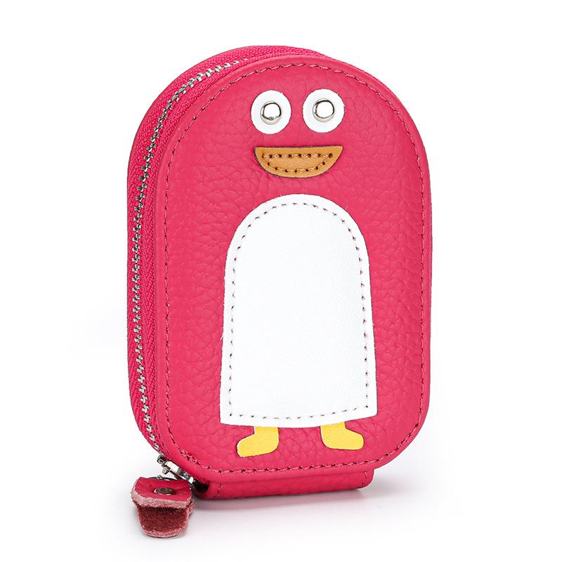 Card Bag Women's Leather Small Exquisite Cartoon Penguin Change First-layer Cowhide Cute ID