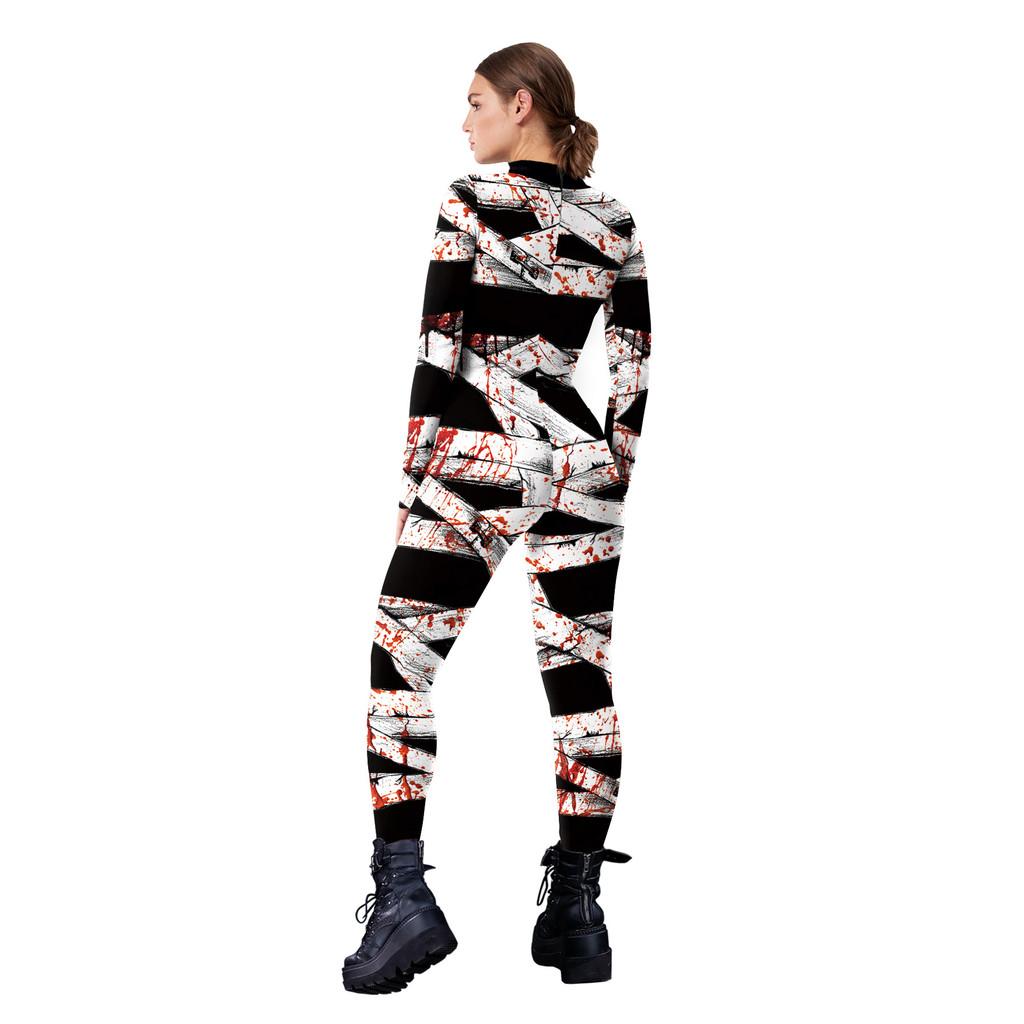 Halloween Horror Jumpsuit With Blood Stains And Digital Print For Stage Performance
