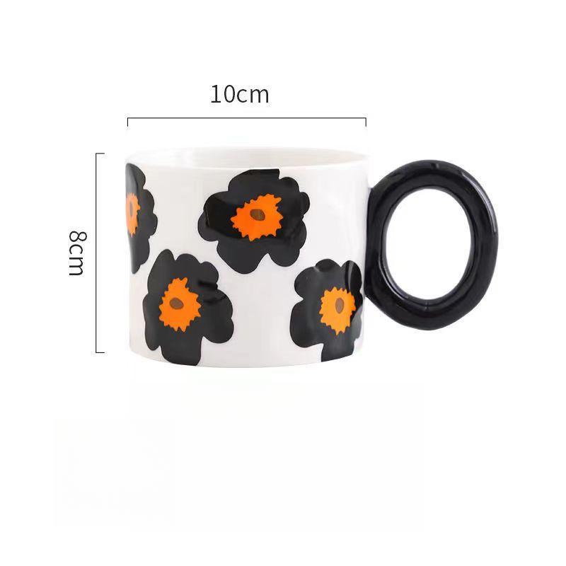 Ceramic Water Cup Mug Milk Coffee Drinking Water Household Gifts Good Looking Cup Round Handle Thickened Microwave Oven