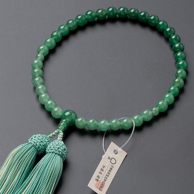 Sklep z ołtarzami buddyjskimi Takita Shoten Kyoto Koraliki modlitewne dla kobiet Indyjski jadeit Gradient 7 mm Koraliki Czysty jedwabny frędzel W zestawie Torebka z koralikami Może być używana przez wszystkich