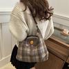Fashionforward Plaid Tote Bag For Women In Coffee Blue And Yellow With Structure Soft