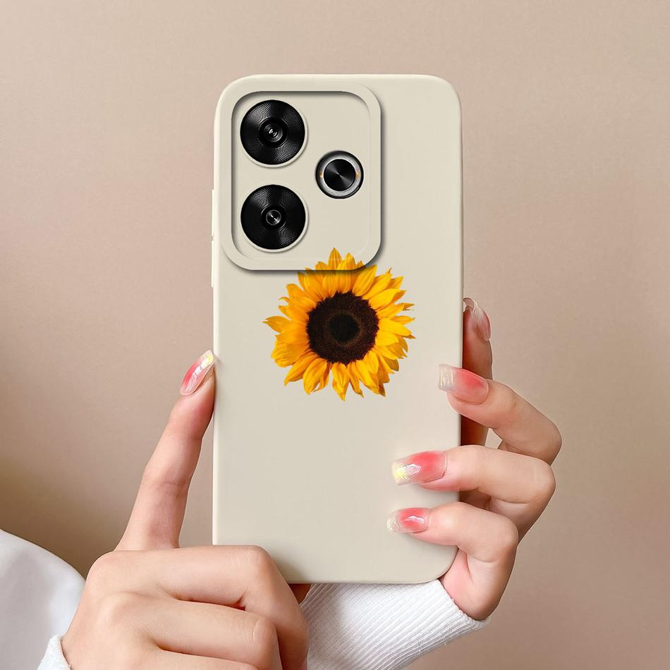 Case For Poco M6 Pro Sunflower Camera Protection Phone Cases For Xiaomi Poco M 6 M6Pro 4G 5G Soft Liquid Silicone Back Cover