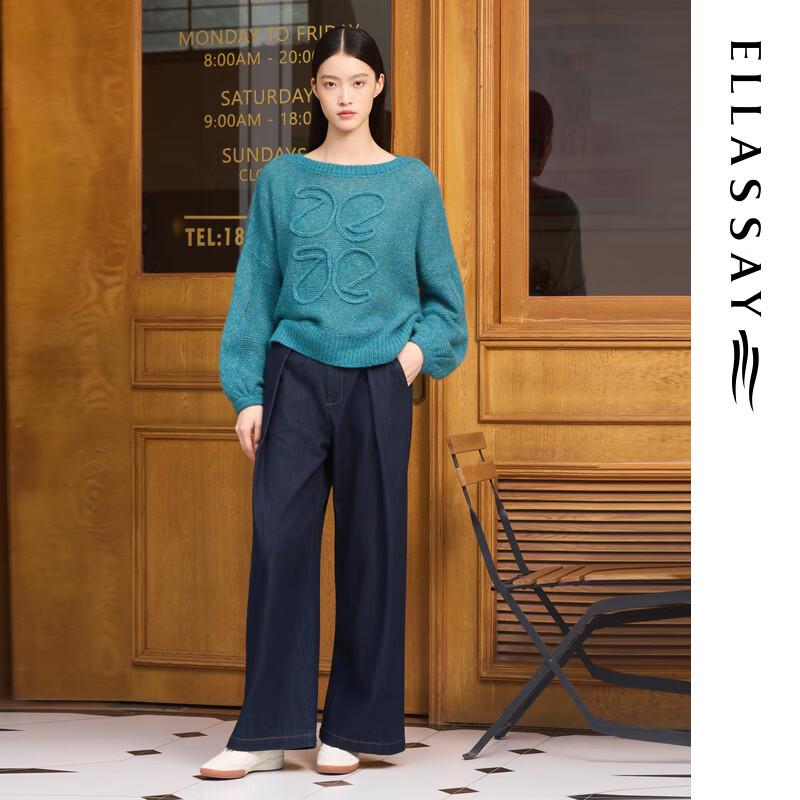 ELLASSAY Women's Merino Wool Round Neck Pullover Sweater