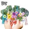 20/100 Pcs DIY Transparent Dried Flower Bookmarks Clear Pressed Flower Bookmarks with Tassels Self-Adhesive Jars Stickers