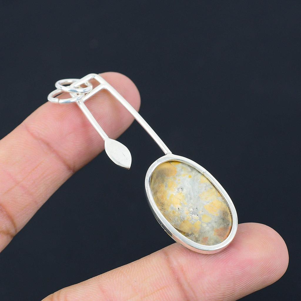 Natural Maligano Jasper Gemstone Pendant 925 Sterling Silver Jewelry For Women
