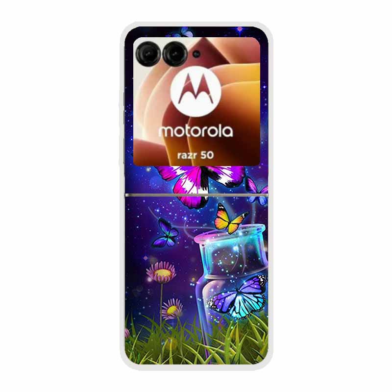 For Motorola Razr 50 Ultra Case Plastic Hard Painted Cartoon Transparent Back Cover Case for Motorola Razr 50 5G Hard PC Case 50