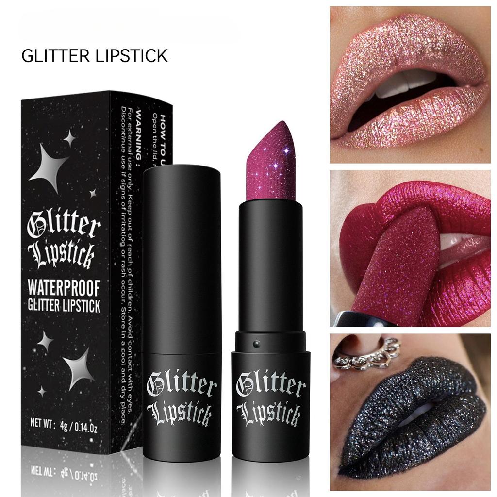 Non-stick Cup Matte Lipstick Flash Diamond Lipstick Halloween Dark Makeup