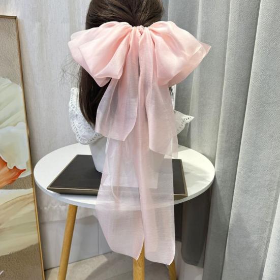 Women Hairpin Long Ribbon Oversized Spring Hair Clip Bowknot Decor Sweet Look Hair Styling Tool Hair