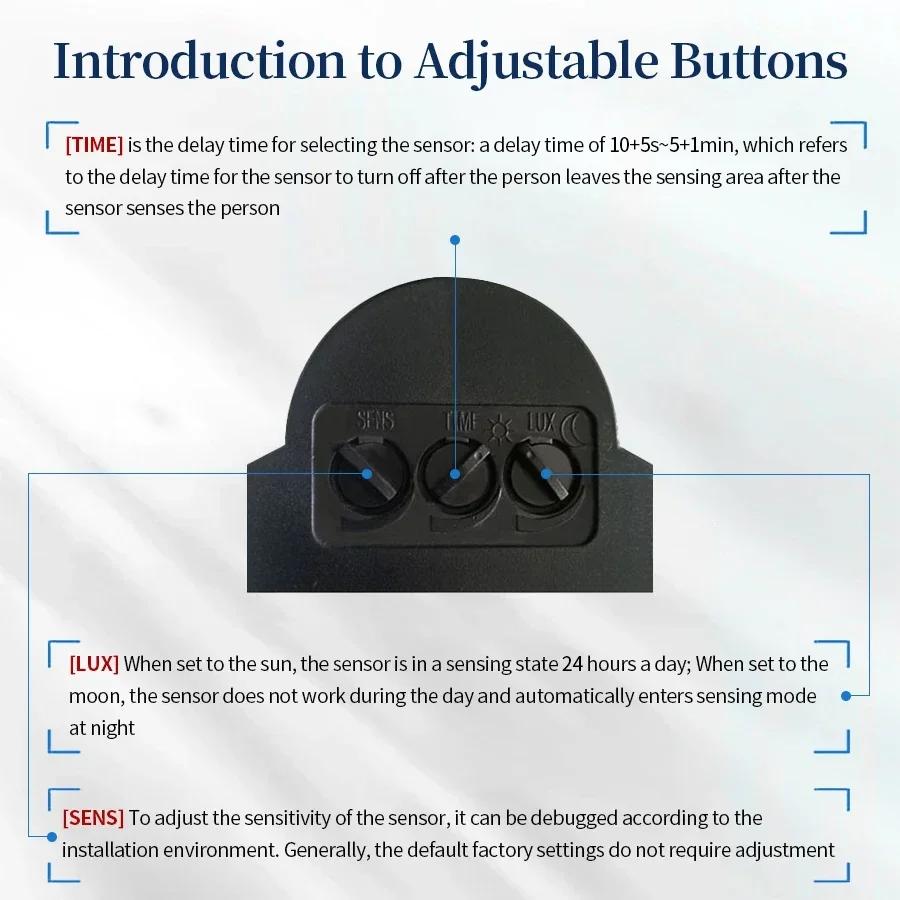 Motion Sensor 220V 110V 12V Switch Automatic Infrared Human Body Induction Detector 180° Rotating Outdoor Light Switch