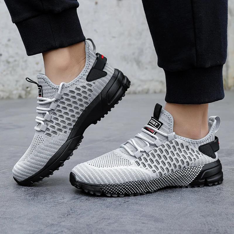 Summer Men's Shoes Mesh Breathable Shoes Men's Trendy Versatile Flat Bottom Casual Lace Up Training Sports Shoes