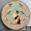 Vintage Metal Cat Bird Wall Art Sign Decor
