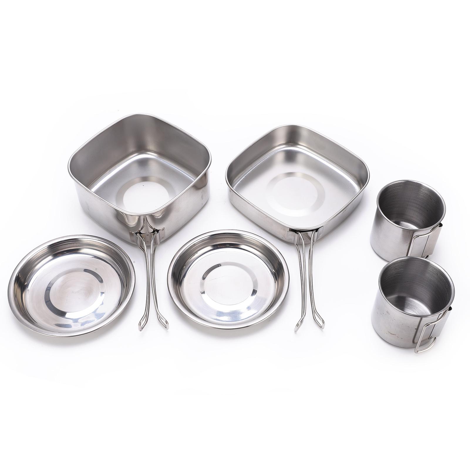

6 шт. Походная посуда из нержавеющей стали, портативная, прочная, антикоррозийная, набор для приготовления пищи в походе