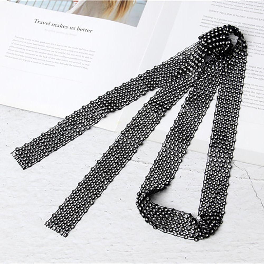 1.3M Long Shiny Rhinestones Tie Sparkling Crystal Necktie Collar Choker Necklace  Jewelry Collar