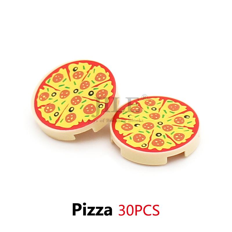 City Mini Lebensmittel Bausteine Hamburger Pizza Pommes Kuchen Dessert Schokolade Kekse MOC Steine Kunststoff Zusammenbauteil Figuren Spielzeug