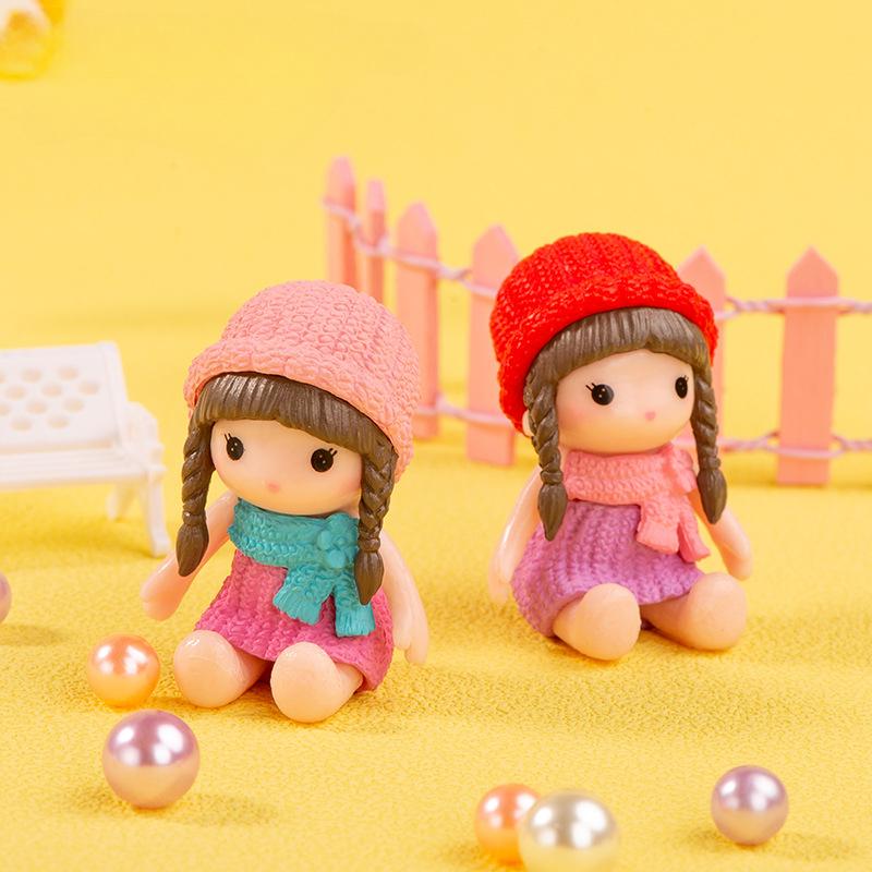 Micro Landscape Decoration Cute Cartoon Doll Girl Four-color Hat Birthday Gift Small Ornaments