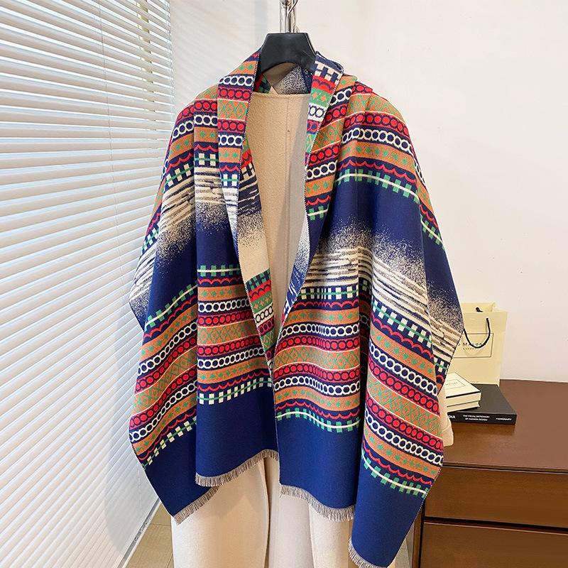 Tassels Thickened Scarfs In Autumn And Winter, With A Loose Shawl, A Sense Of Luxury, A Travel Cape Woman