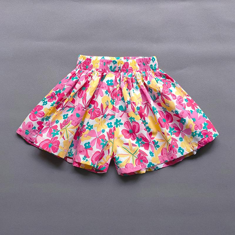 Baby Girls Flower Culottes Summer Sweet Fashionable Children s Floral Wide-Leg Hot Pants Kids Girls Mini Shorts 150 розовый