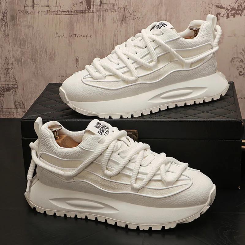 Mode Herren Sneaker Walking Herren Freizeitschuhe Modemarke Leder Männlich Mann Sneaker Schuhe für Herren Designer Plateau Herrenschuhe
