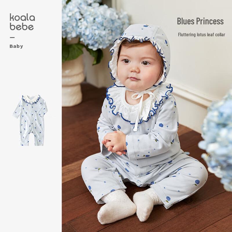 Koala Bebe Sweet Blue Floral Baby Girl Cotton Bodysuit 80cm
