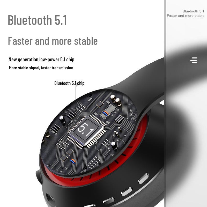 Bluetooth Headband Headset: Wireless Stereo, Noise-Canceling, Card Slot, Universal for Phones & Computers