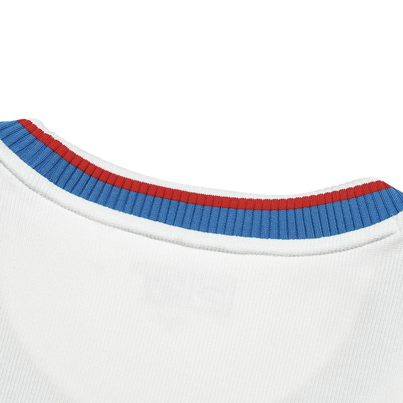 FILA French Tennis Club Versatile Striped Slim Fit Crew Neck Regular T-Shirt Women Tops Cloud-Mushroom-White F11W439106FWT