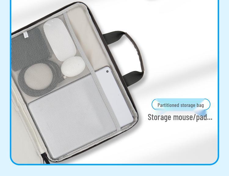 13"–16" Light Grey PU Sheepskin Laptop Bag: Delicate Touch, Splash-Proof, Shockproof.