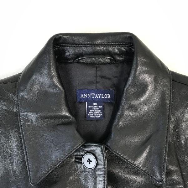 ANN TAYLOR Genuine Leather Coat Women’s XS Black(USED)