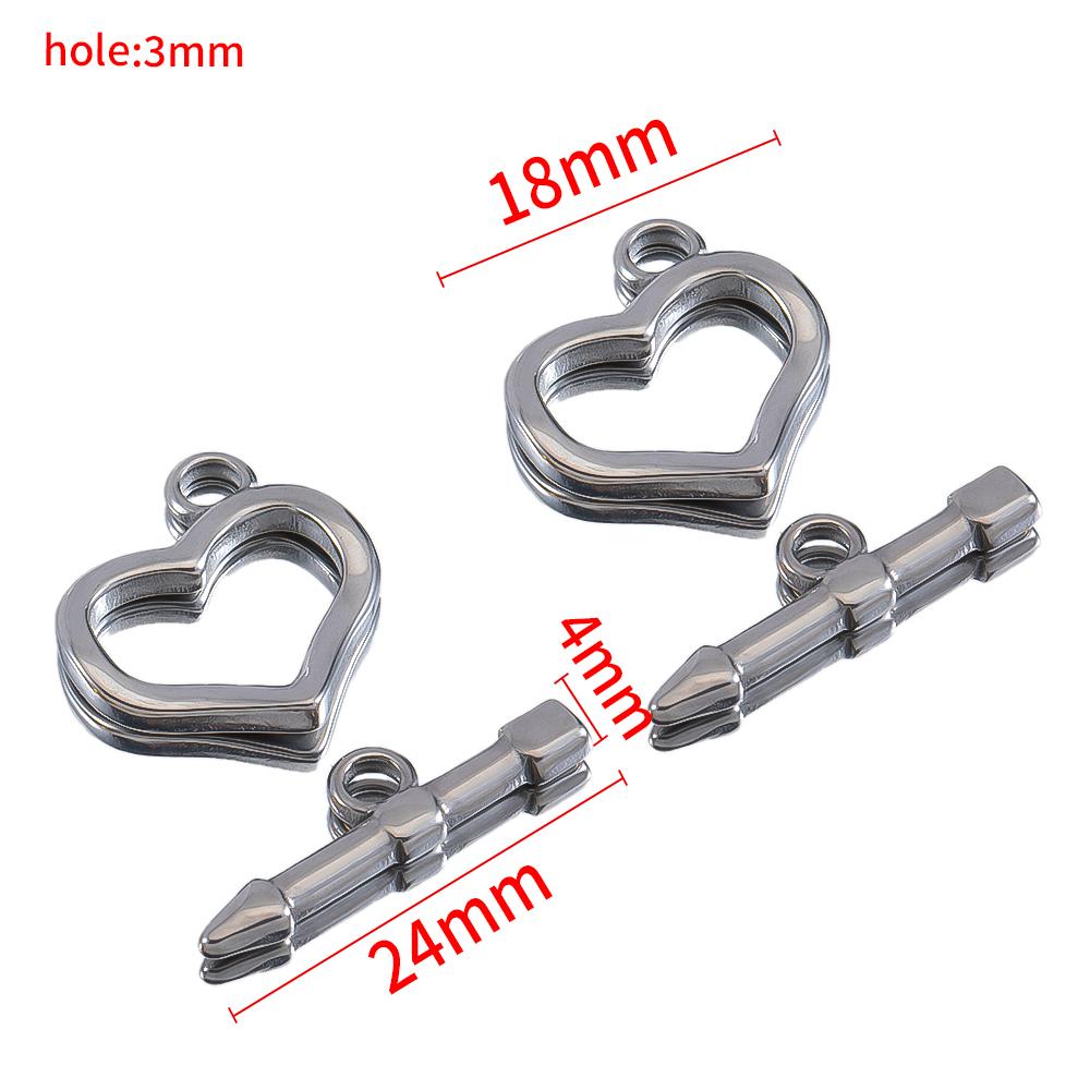 3sets/lot Stainless Steel Heart OT Toggle Clasp Hook Rings Connectors for DIY Necklaces Bracelets Accessories Jewelry Making