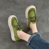 Johnature Genuine Leather Thick Soled Women's Shoes Casual Versatile Solid Color Flat Platform Shoes
