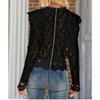 Solid Color Bottoming Sexy Hollow Lace Long-sleeved Women's Lace Shirt Jacket Top