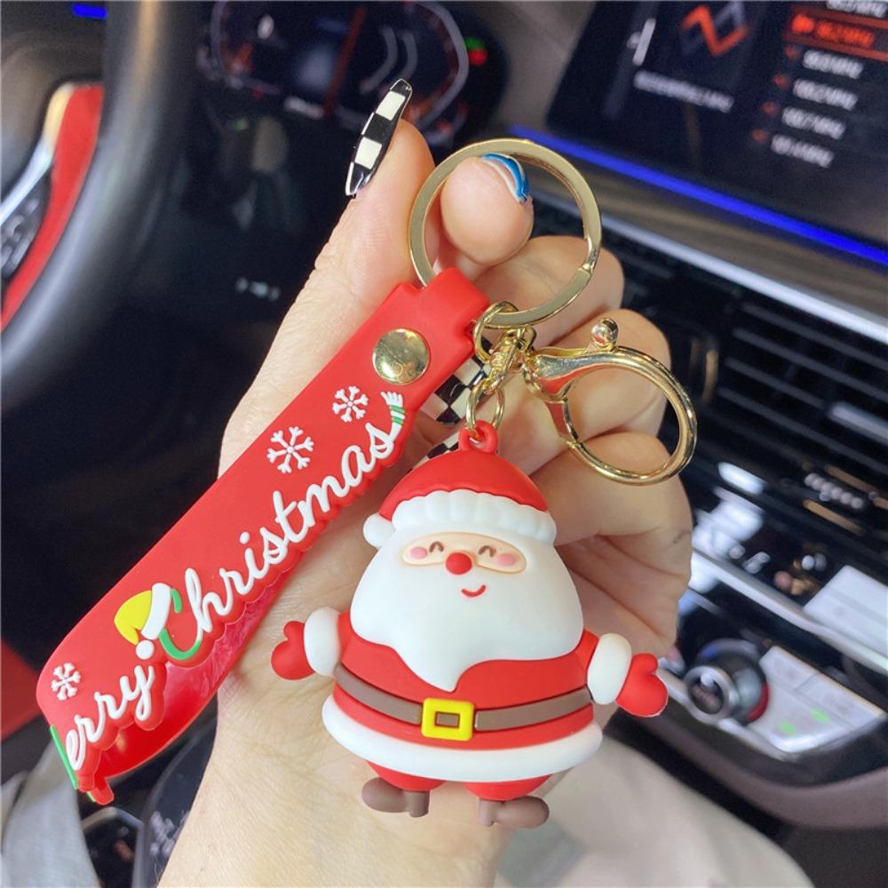 Ornament Kids Gift Decorations Rubber Doll Car Key Ring Christmas Keychain Key Chain Bag Charm