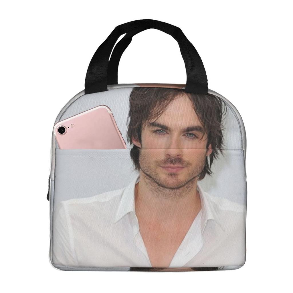 Soft Ian Somerhalder Damon Salvatore Insulated Lunch Bag for Kids School Cooler Thermal Food Box Tote Lunch Boxes Container