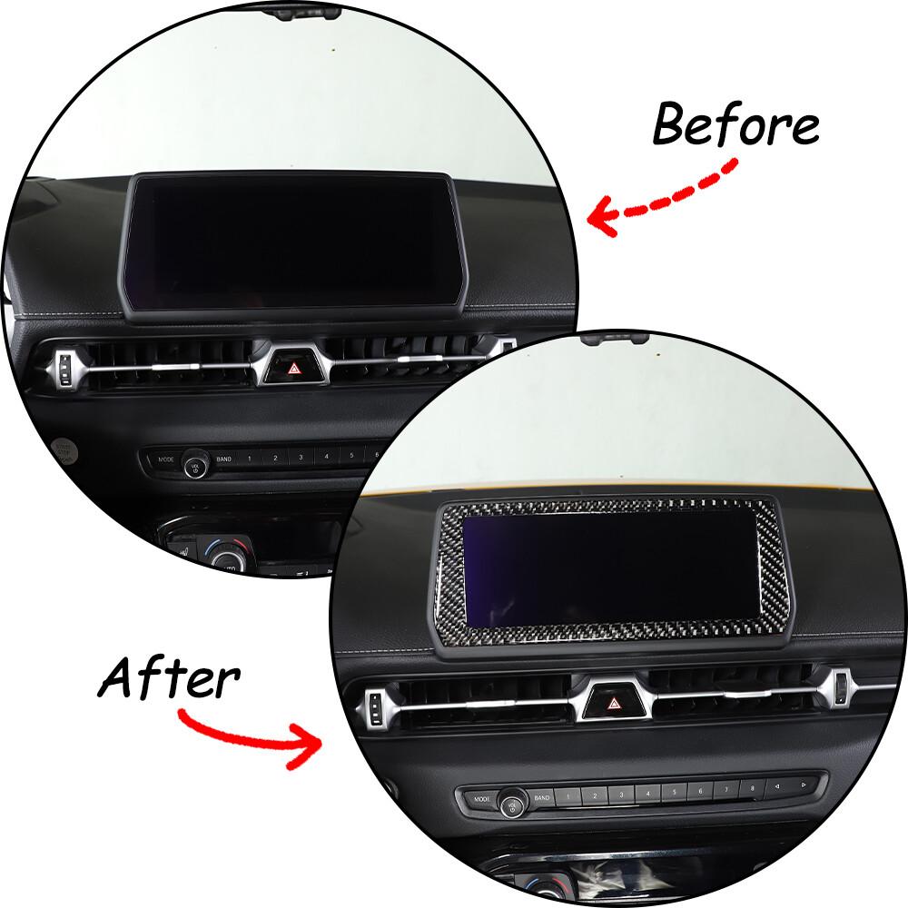 Real Carbon Fiber GPS Navigation Panel Cover Trim For Toyota Supra A90 19-24