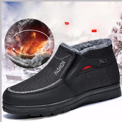 Winter Baumwollstiefel für Herren Warmes Fell Weiche Herren Plateau Schneestiefel Herren Stiefelette Winter Herren Sneaker Plus Freizeitschuhe Schwarz