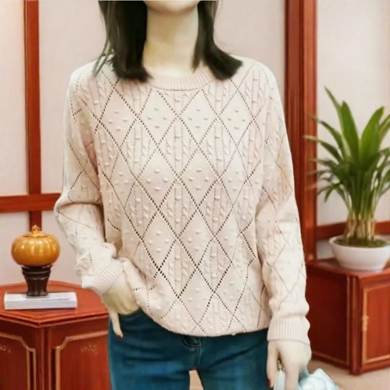 Plus Size Ankola Red Chic Outer Wear Niche Cute Meat-covering Knitted Spring and Autumn Fat Mm Sweater Women