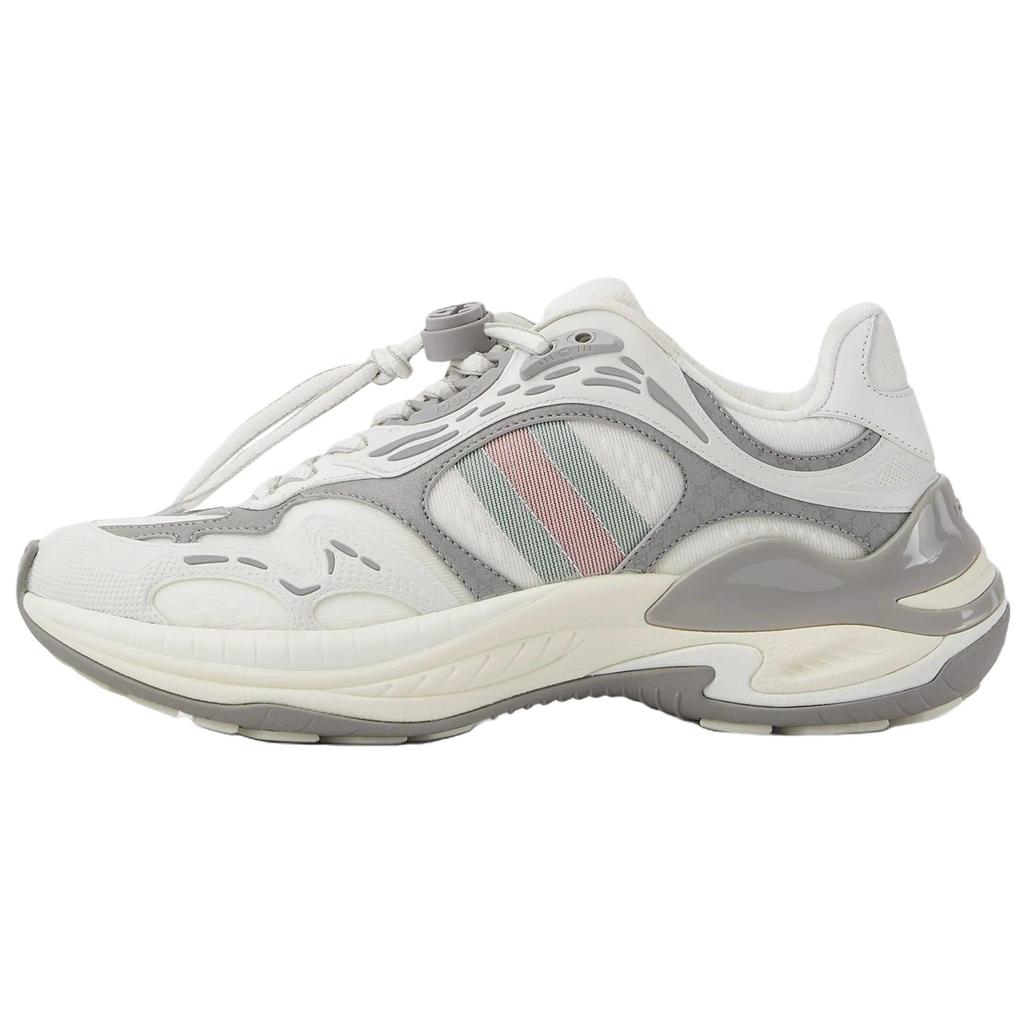 Gucci 2.0 Mesh, Leather Low Top Casual Shoes Women's White Gray 816489 FAD6Q 8745