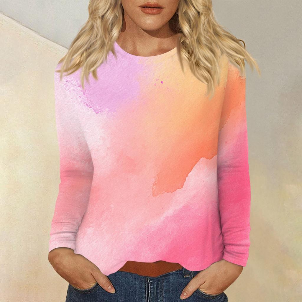 Women's Daily Casual Long-sleeved Printed O-neck Top