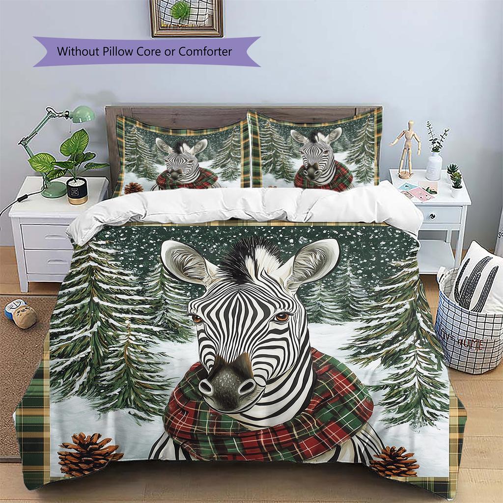 Vintage Framed Animals Pattern Bedding Quilt Set Home Decoration Gift (1 * duvet cover + 2 * pillowcase without core)