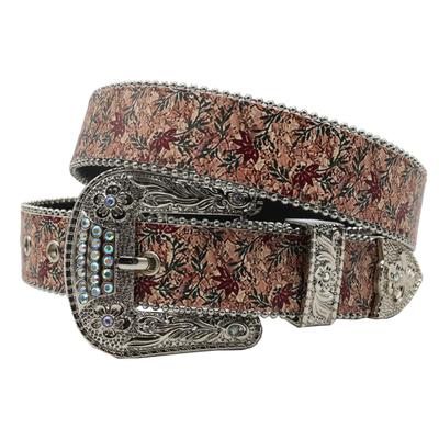 European And American Trend Rhinestone Printing Belt Y2K Jeans Small Floral Pu Leather Belt