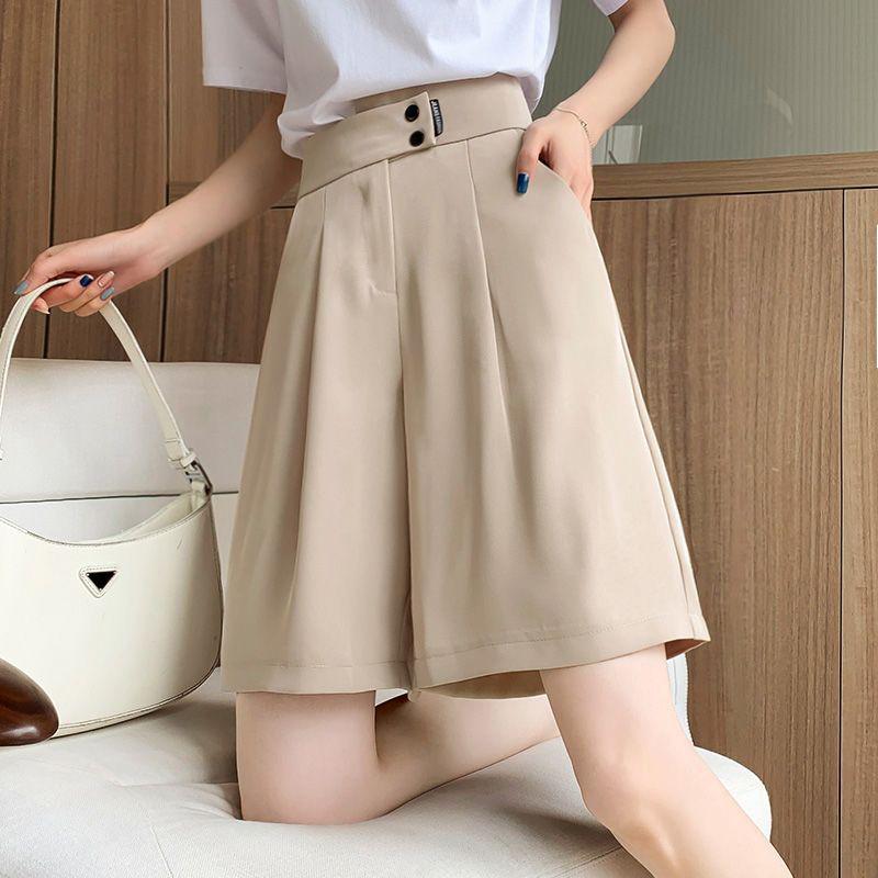 

Women s Loose High Waist Wide Leg Shorts - Summer 2026 Korean Style Mid-Length Five-Point Pants S (recommended 75-90 jin) абрикосовый