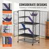 64.6" Metal Small Animal Cage 4-Tier Rolling Ferret Cage with Tray 3 Ramps