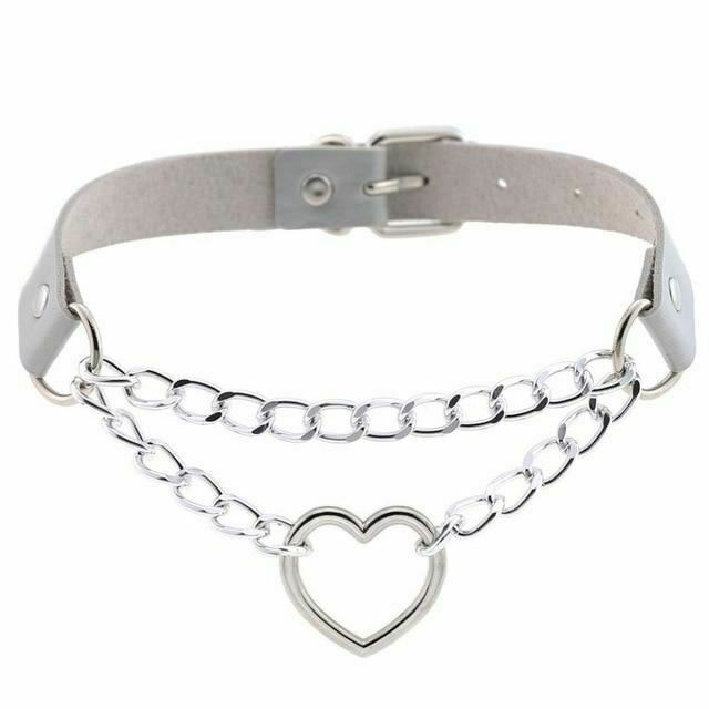 Day Collar Heart Pendant Choker Silver Chain Necklace Collars & Leashes