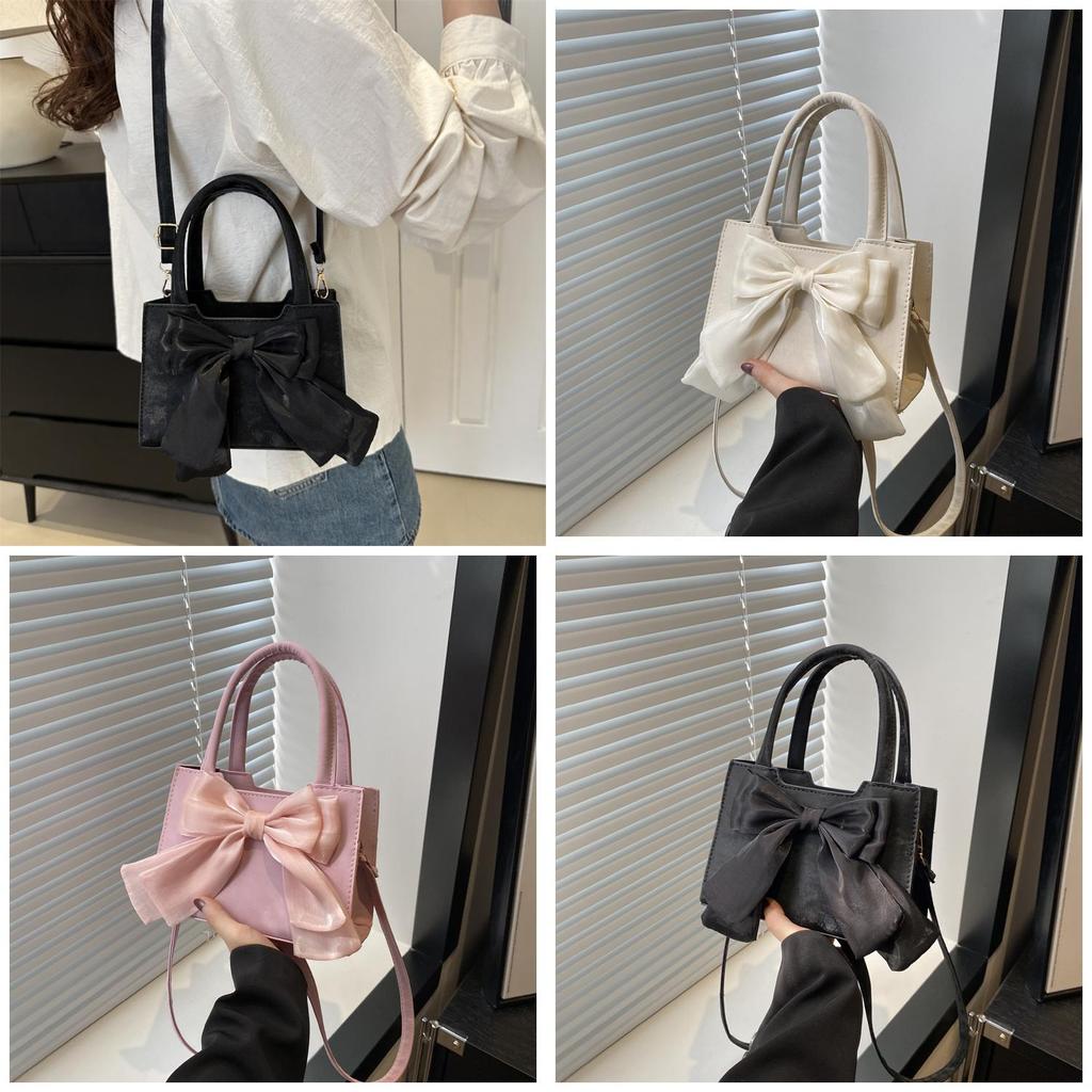Butterfly Bow Small Shoulder Bag Pu Material With Zipper Closure For Daily Use
